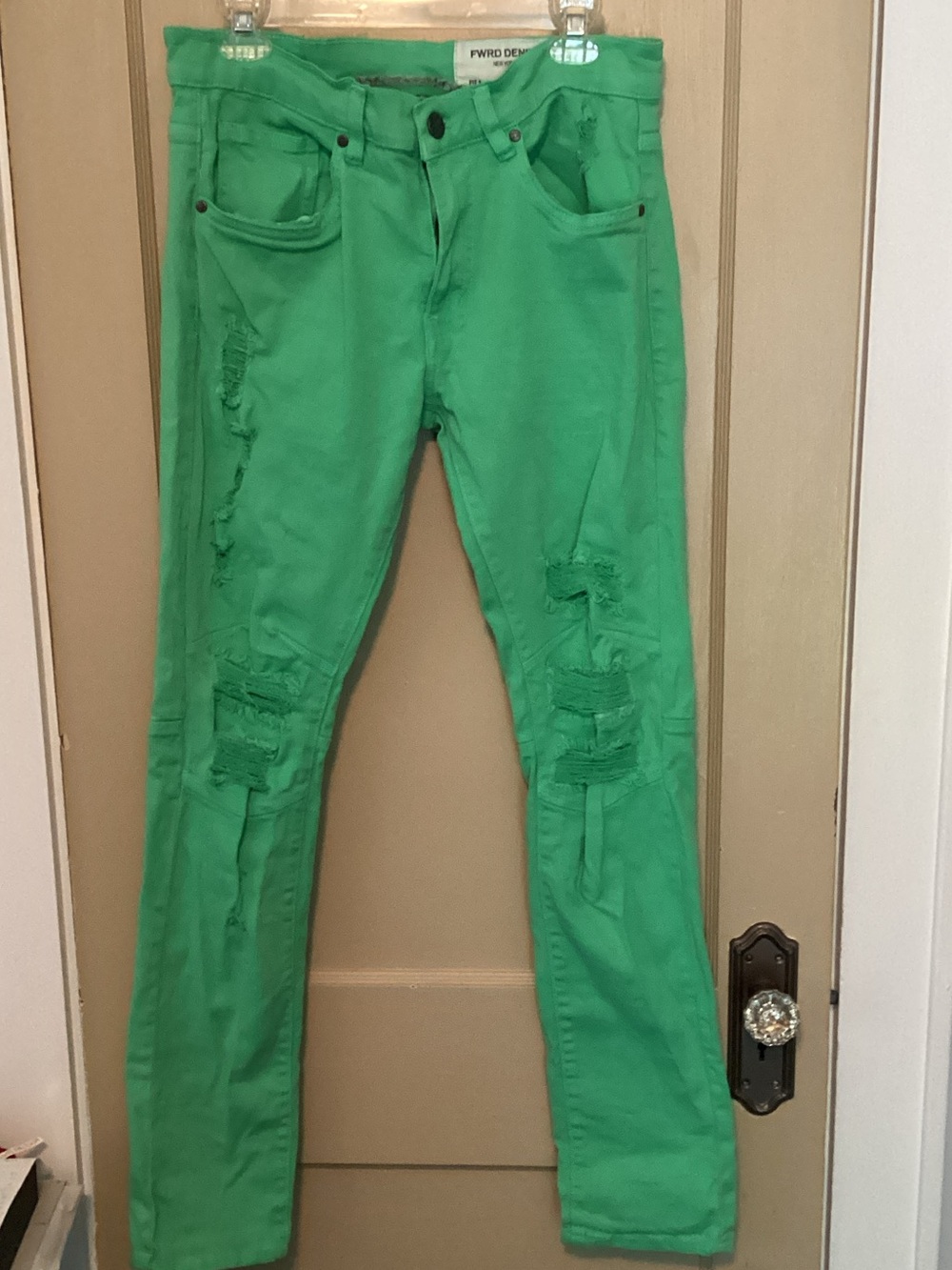 Green Distressed FWRD DENIM Jeans